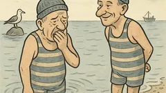 Vtip: Dva staříci se koupou v moři…
