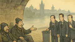 Vtip: Pod mostem řeší bezdomovci finanční krizi