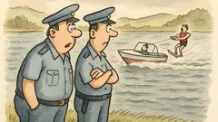 Vtip: Dva policisté poprvé vidí vodní lyžování