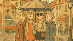 Vtip: Čtyři blondýnky pod jedním deštníkem…