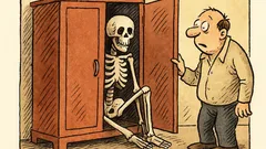 Vtip: Co znamená kostra za skříní?