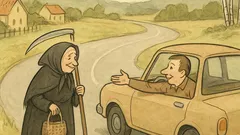 Vtip: Smrtka stopuje u silnice…