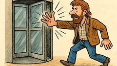 Vtip: Chuck Norris práskne i otáčivými dveřmi