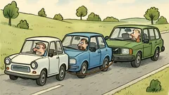 Vtip: Jede trabant a dojde mu benzín