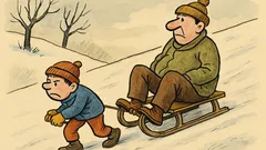 Vtip: Tati, už mě to sáňkování nebaví