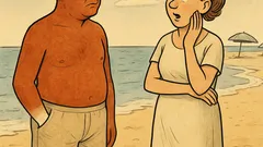 Vtip: Z dovolené opálený… a bílá ruka?