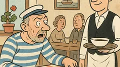 Vtip: Námořník v restauraci ukáže na talíř