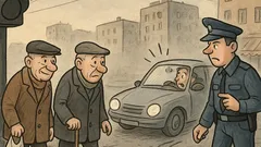 Vtip: Dva dědečkové přecházejí na červenou